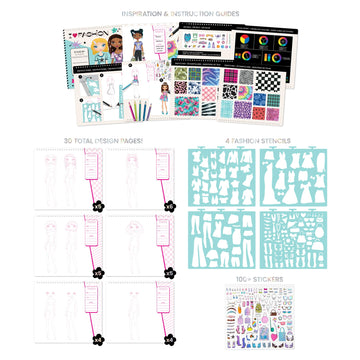 Fashion Angels Fashion Design Sketch Portfolio - Sketch Book for Beginners, Sketch Pad with Stencils and Stickers for Kids 6 and