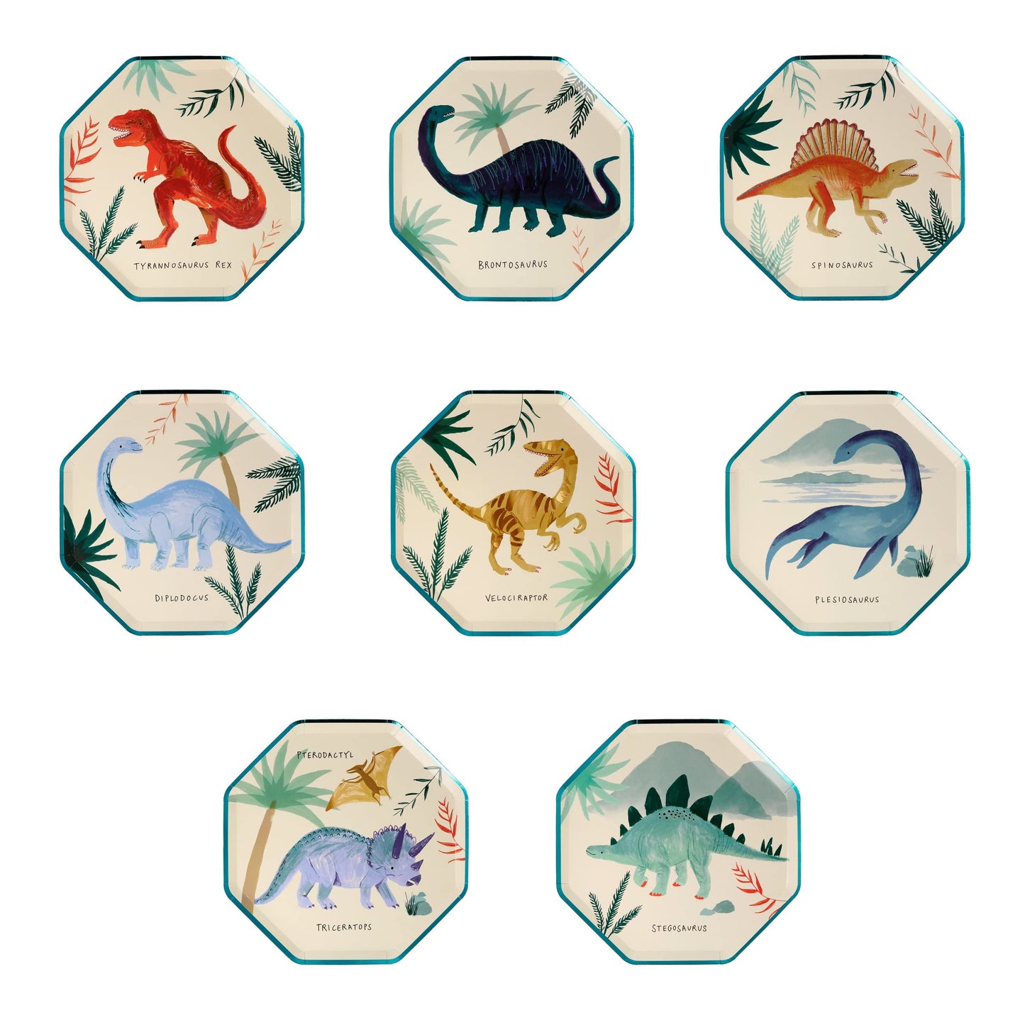 Meri Meri Dinosaur Kingdom Side Plates -Like New