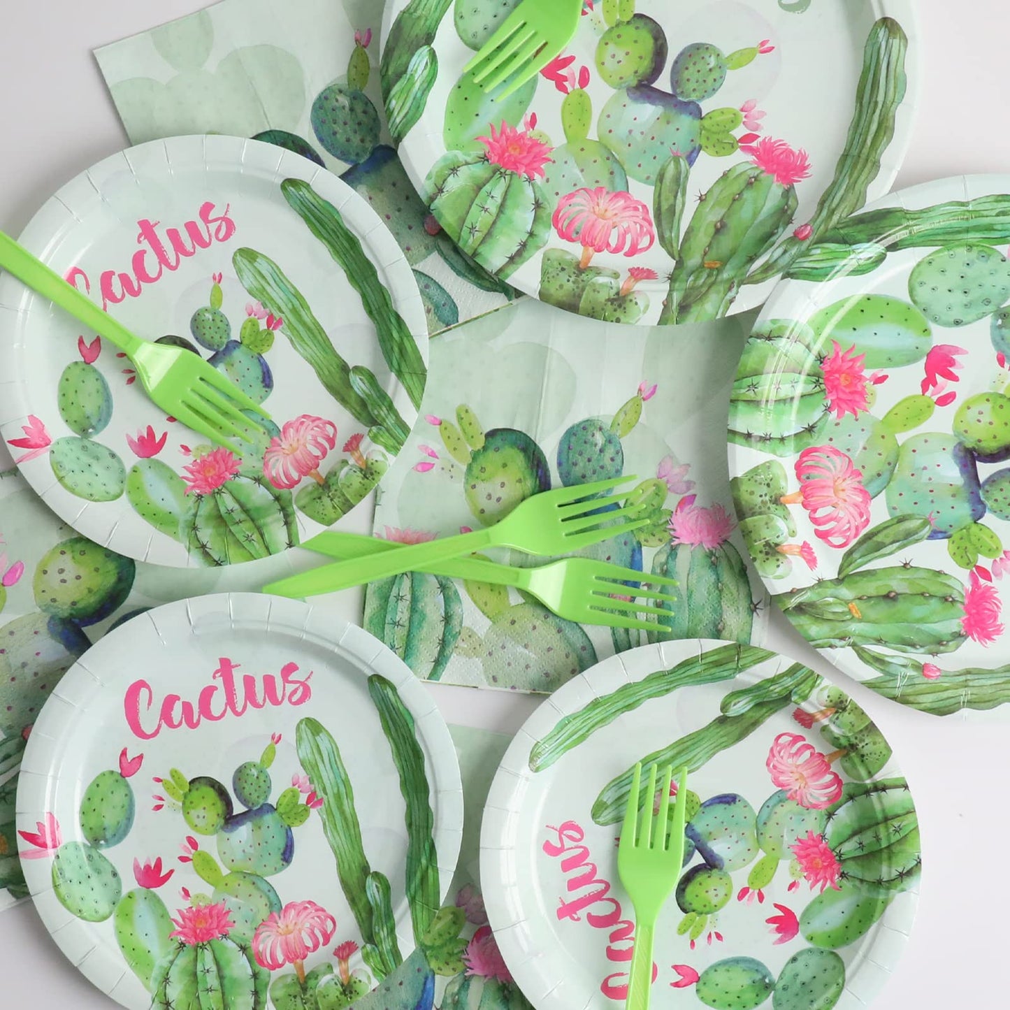 96 Pcs Cactus Plates And Napkins Party Supplies Boho Birthday Tableware Set Floral Cactus Party Decorations Favors For Watercolo