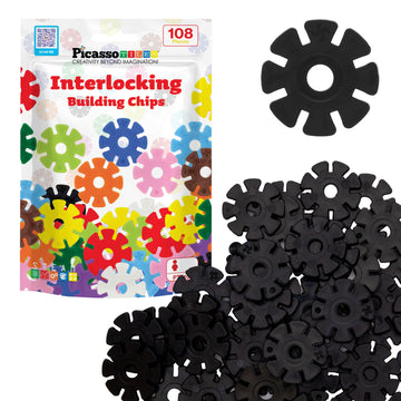 Picassotiles Building Chip Interlocking Disc Construction Blocks In Black Color Stem Learning Early Education Toy Engineering Pl