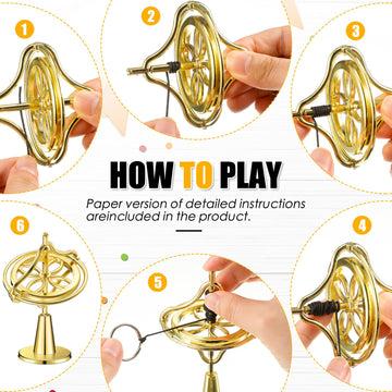 Meekoo 2 Packs Gyroscope Toys Metal Anti Gravity Gyroscope Colorful Precision Top Gyroscope For Christmas Educational Gifts(Gold)
