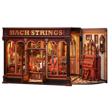 Book Nook Kit  3D Wooden PuzzleDIY Miniature House Kits for mature-themed and Teens  Tiny House Building Kit Booknook Bookshelf Decor  DIY Craft Gifts for Family and Friends & Music Lovers (Bach Strings)