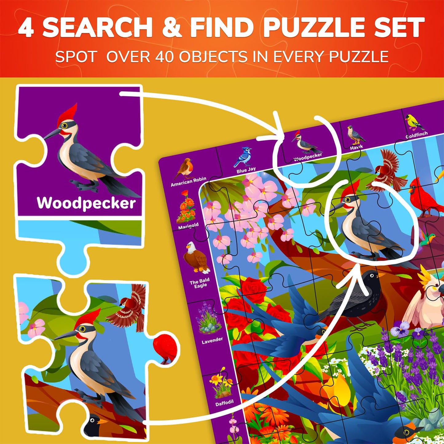 Quokka Puzzles For Kids Ages 4-6 - 4-Pack 60-Piece For Toddlers Ages 3-5 I Search & Find Kids Puzzles Ages 5-8 I Educational Lea