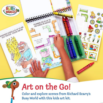 Bright Stripes Richard Scarrys Busy World Art on The Go - Travel Coloring Kit for Kids Art Supplies Arts & Crafts Kits for Kids