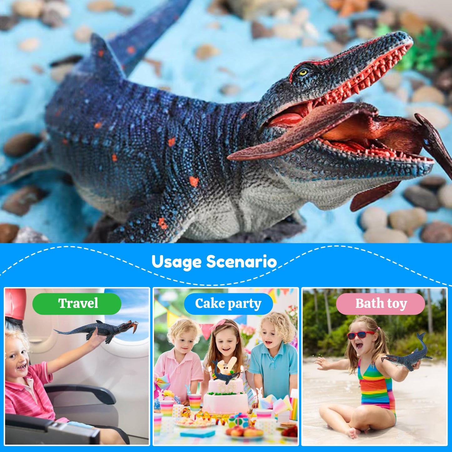 Eoivsh Large Mosasaurus Toy, Top Ocean Pretector Giant Mosasaurus Biting A Pterosaur, Prehistoric Sea Monster Dinosaur Toy Figure For Collectors, Decoration, Gift