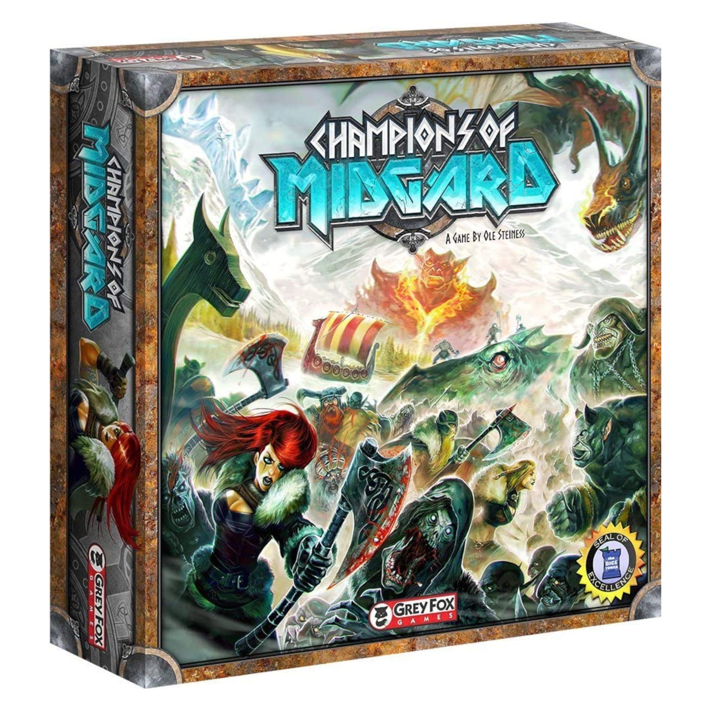 Grey Fox Games Champions of Midgard Board Game, 2-4 Players, Ages 10+, 60-90 Min Playtime, Dice-Driven Combat, Model GFG96736