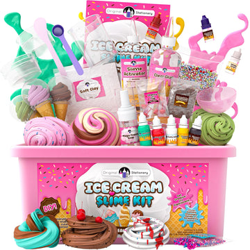Original Stationery Diy Ice Cream Slime Kit For Girls, Amazing Ice Cream Slime Making Kit To Make Butter Cloud & Foam Slimes, Fun Easter Present, 10 Year Old Girl Birthday Gifts & Toys For Girls 8-10