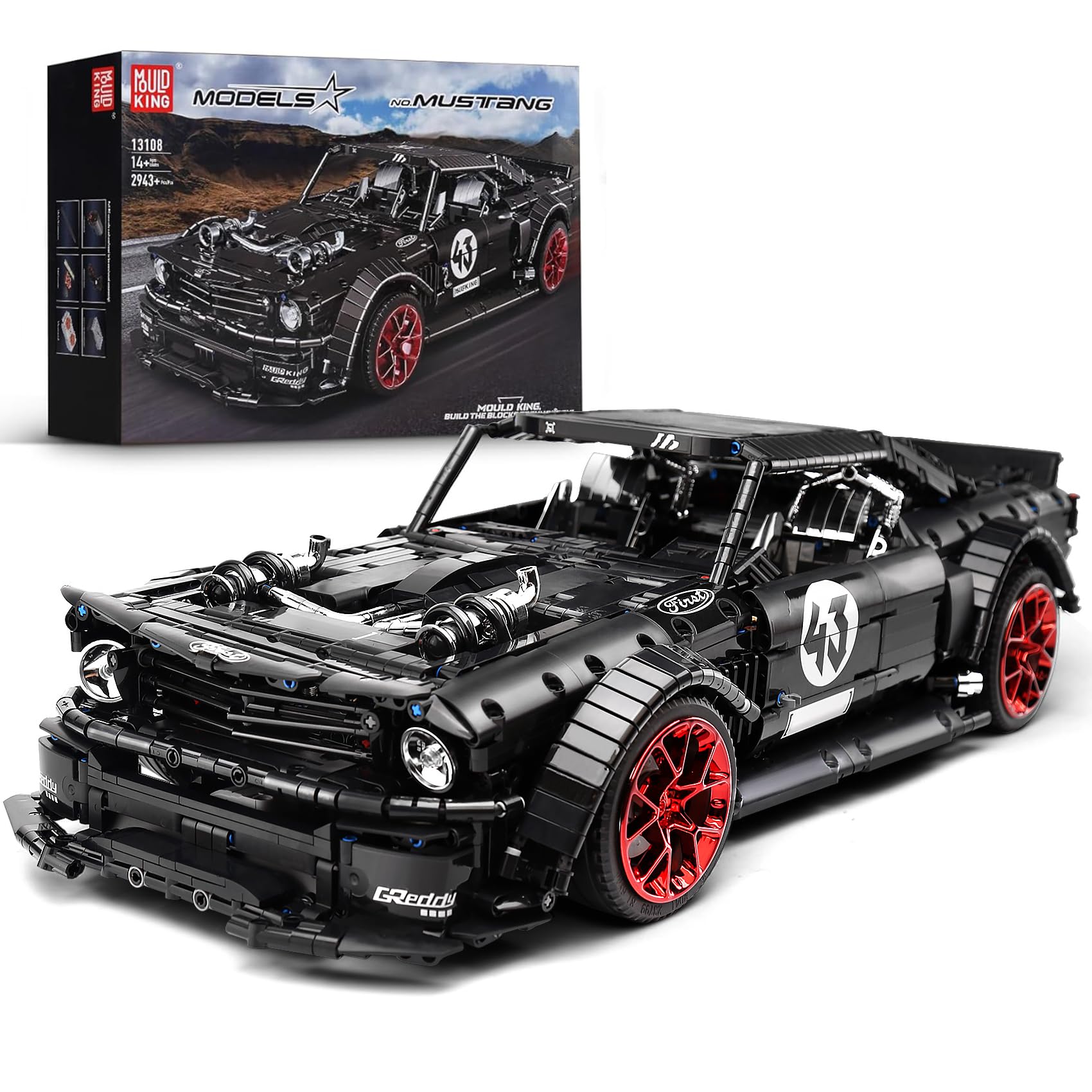 Mould King 13108N Mustang Car Building Kits  MOC Building Blocks Set to Build  Gift Toy for Kids Age 8+ /mature-themed Collections Enthusiasts(2943 Pieces  Static Versionl)