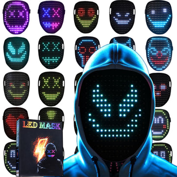 JDBMAOYE Led Mask,Lighted Up Mask With Gesture Sensing,Led Mask Costume For Halloween Costume,Masquerade,Cosplay Party