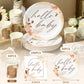 Hushee 200 Pcs Boho Flower Baby Shower Paper Plates Napkins Cups Hello Design Boho Baby Shower Party Supplies Tableware Set Boho