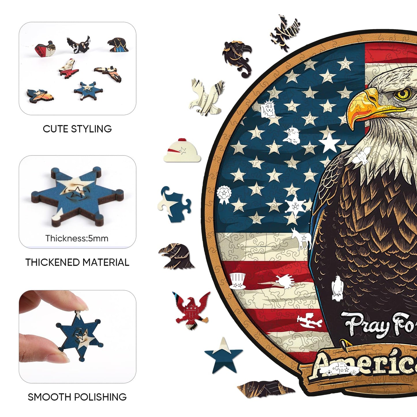 Reouinty Wooden Puzzle For Adults, Eagle Wooden Jigsaw Puzzles(11.1 * 11.2In-200Pcs), Beautiful Wooden Puzzle With Box Birthday
