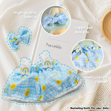 Ciunura 2025 Clothes for bubudoll(No Dolls Included)  Designed for bubuclothes  Can Be Used to Change Outfit for Your 15&17cm Dolls(Blue and White Plaid Dress 2pc Set)
