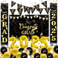 Graduation Decorations 2025, Black and Gold Graduation Decorations Class of 2025 Congrats Grad Backdrop Banner Porch Sign with f