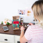Hands Craft DIY Miniature Dollhouse Kit - Simon's Coffee 3D Model Tiny House Building with LED Lights Wood Prefabricated Pieces