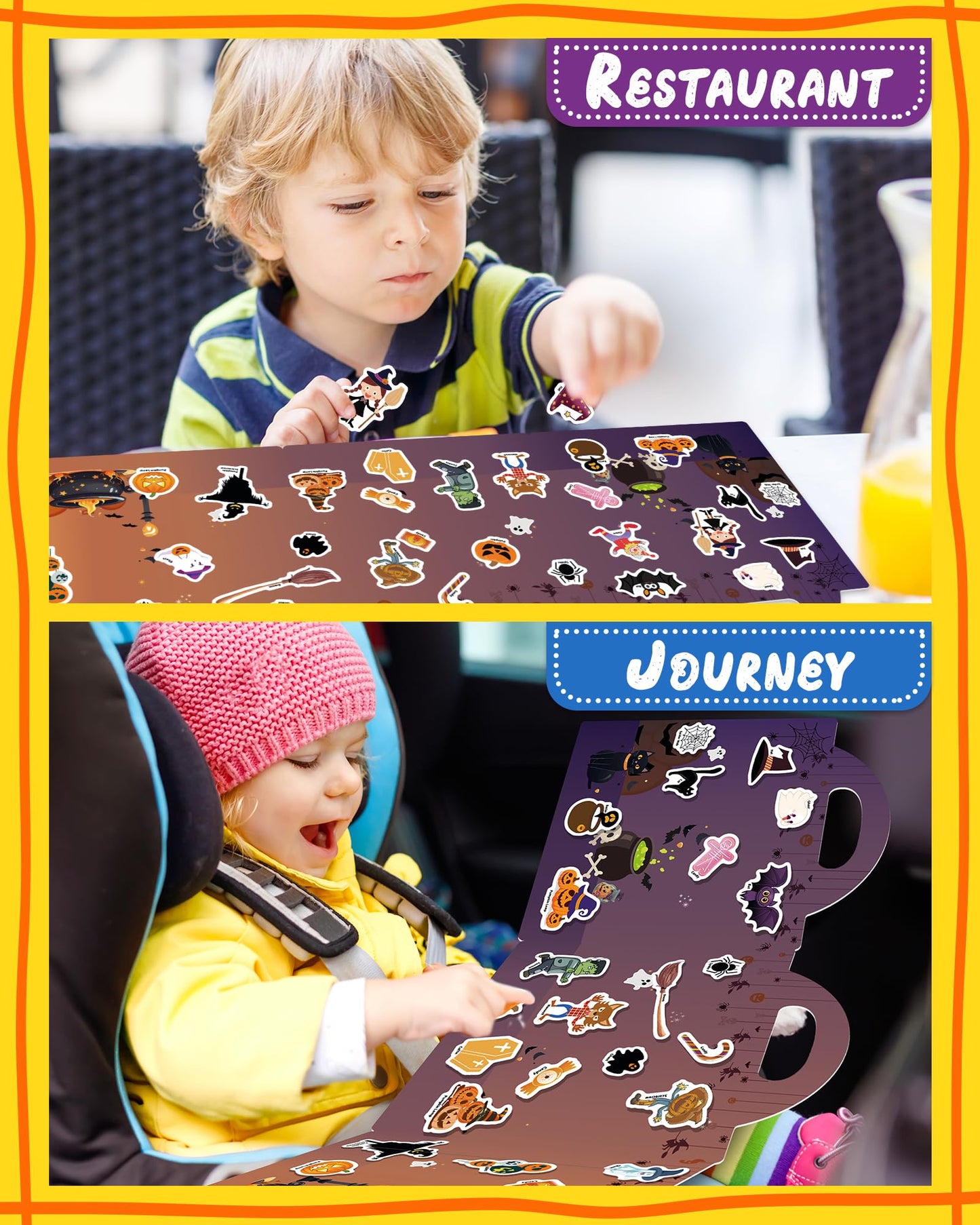 Benresive Reusable Sticker Book For Toddlers 2-4 Years, Fun Travel Stickers For Kids, Waterproof Sticker Books For Toddlers 1-3, Crafts Activities For Todddlers 1-3 2-4 3-5 - Halloween