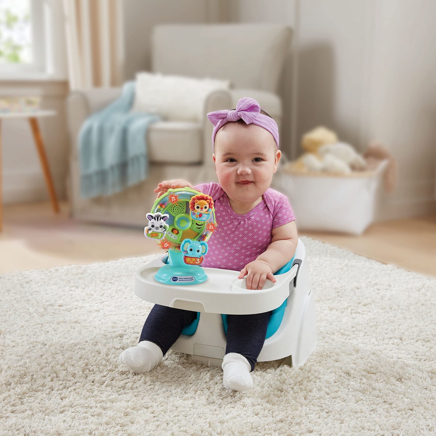 Vtech Vtech-80-165967 Musical Ferris Wheel Learn With Animals, Baby Highchair Toy +6 Months, Esp Version, Color, Single (3480-16