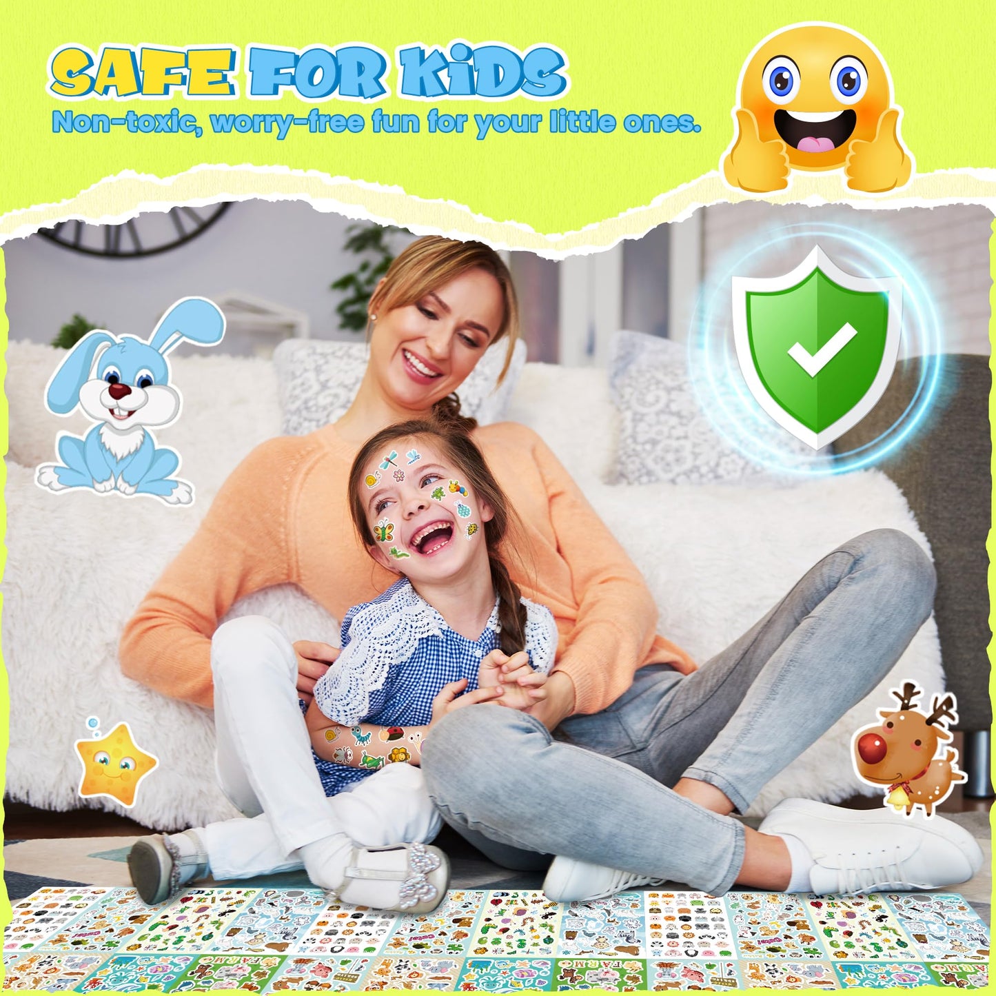 Sinceroduct Stickers for Kids, 1300+ Cute Animals Water Bottle Stickers, 8 Kids Stickers with Different Theme Scrapbooking Stick
