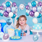 Biapian Frozen Balloons, 60 Pcs Blue Purple Balloons, 12 Inch Metallic Blue Purple Latex Balloons Silver Snowflake Confetti Ball