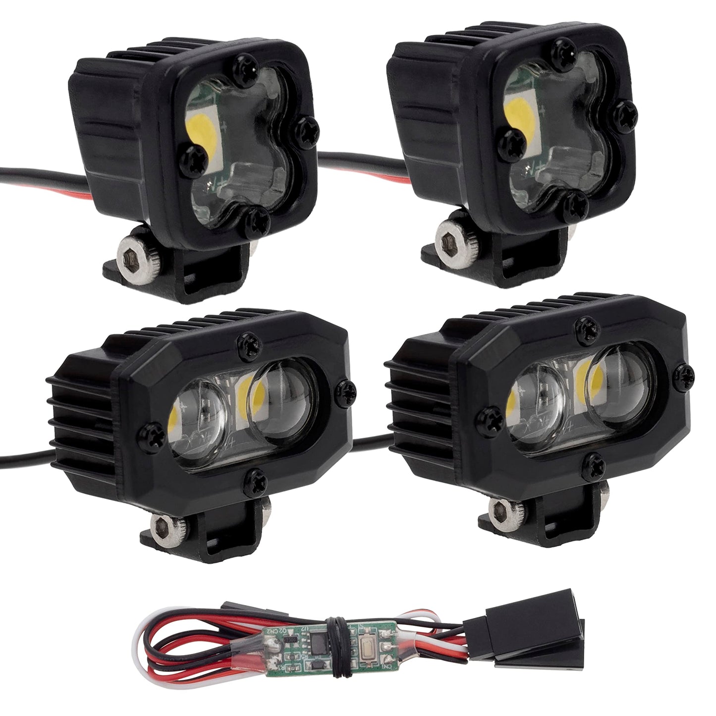 DKKY RC Car Lights LED Spotlights 1/10 Scale RC Crawler Accessories for Axial SCX10 90046 Traxxas TRX4 TRX6 Wraith RR10 MST Redc