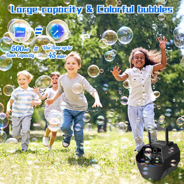 Theefun Bubble Machine: 500Ml Automatic Bubble Blower For Kids And Toddlers, Portable Bubble Maker Operated By Plug-In Or Batteries Bubble Machines For Parties Weddings Birthday Outdoor And Indoor