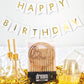 24 Count Tall Thin Metallic Gold Slow Burning Birthday Candles in Holders, and Matching Classy Cake Topper for Special Custom Bi