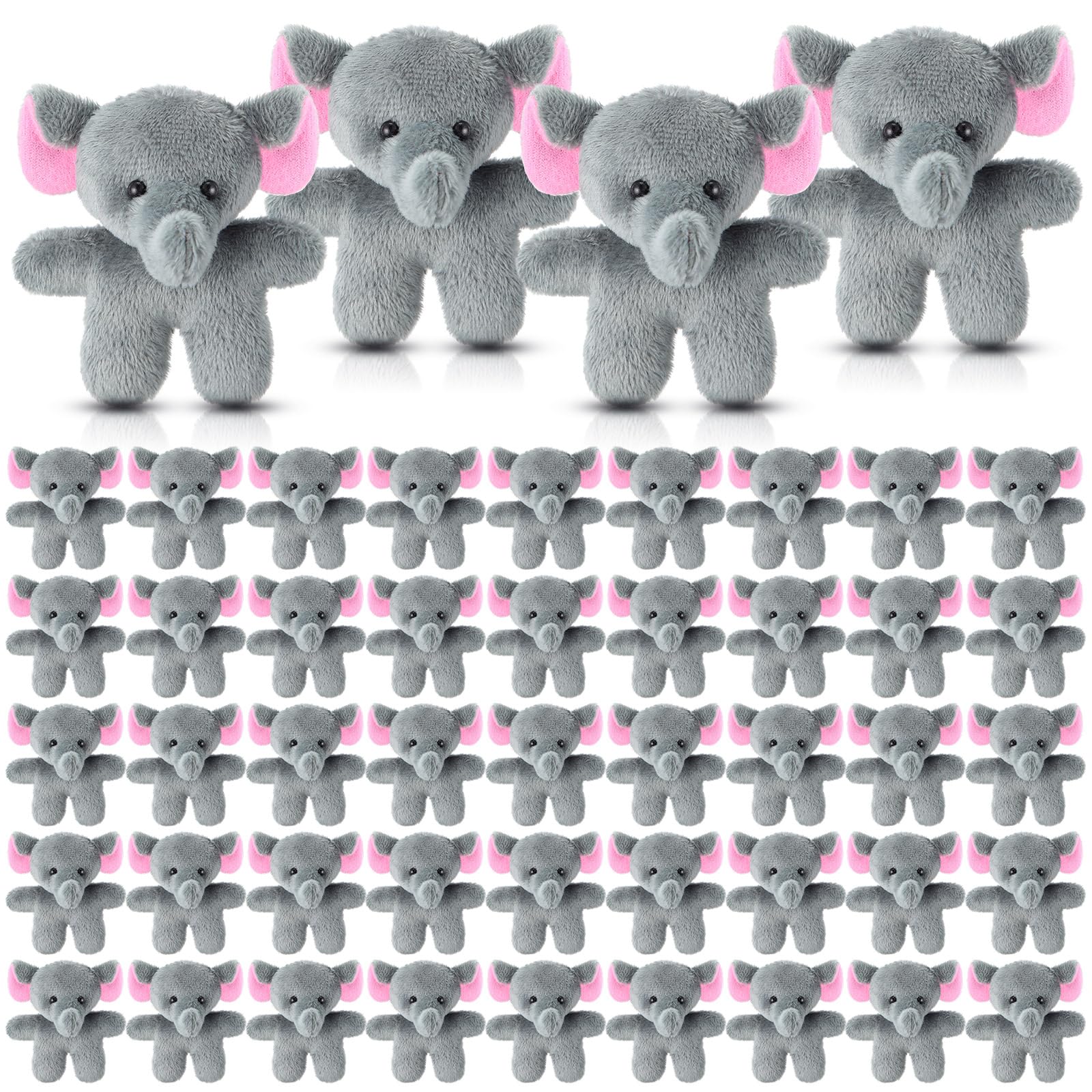Shappy 50 Pcs Mini Animal Plush Toys Small Stuffed Animals Bulk Cute Tiny Plushies Keychains For Gift Party Carnival Prize(Eleph