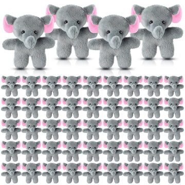 Shappy 50 Pcs Mini Animal Plush Toys Small Stuffed Animals Bulk Cute Tiny Plushies Keychains For Gift Party Carnival Prize(Eleph