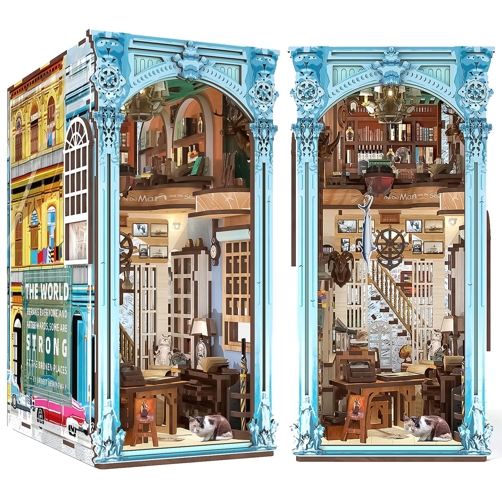 ???????????????? Book Nook Kit, Diy Miniature Dollhouse Booknook Bookshelf Insert Decor, 3D Wooden Puzzles With Led Light For Te