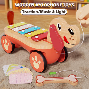 Baby Xylophone Musical Car Toy For Toddlers, Dog Truck Toys For 18M+ 2 3 Years Old Kids, Best Christmas Birthday Gifts For Boys