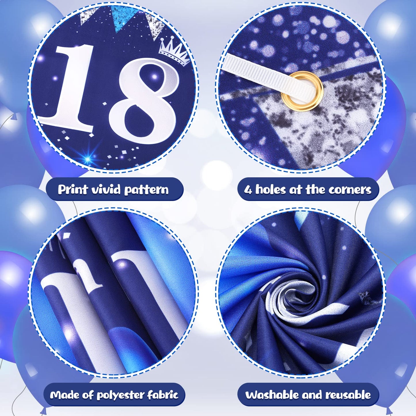 Blue 18Th Birthday Decorations For Boys Girls, Navy Blue Silver Happy 18Th Birthday Yard Banner And 18Th Birthday Balloons For 18Th Birthday Anniversary Party Supplies, Eighteen Year Old Party Decorations