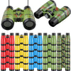 Jutom 25 Pack Binoculars for Kids 6+, Rubber, Red/Yellow/Camo/Green/Blue, with Compass & Neck String, Ideal for Camping & Adventure
