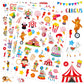 Cute Carnival Circus Stickers 820 Count Party Goodie Gifts Bags Decor Red White Elephant Clown Adhesive Stickers For Kids Girls Boys Birthday Invitations Art Craft Decor School Game Class Rewards