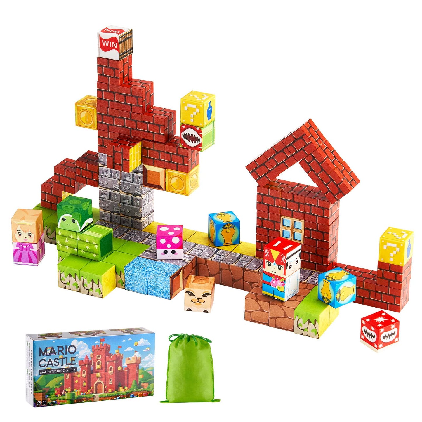 VEVOR Magnetic Blocks, 100 PCS Magnet Blocks Set, Magnetic Building Cubes for Kids, STEM Montessori Sensory Toys for Christmas B