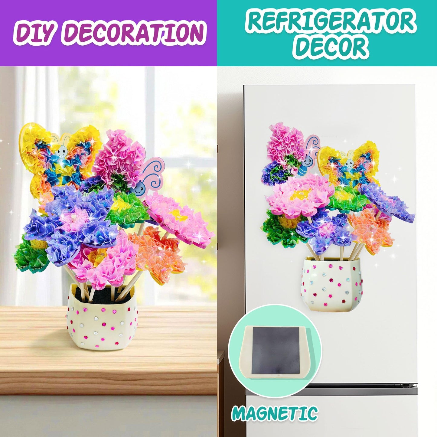 AGENTLAN Art & Craft Activity, Poke Fun Flower Bouquet Craft Kit, Fun & Easy Art Kits for Kids, DIY Garden Kids Activities, Gift