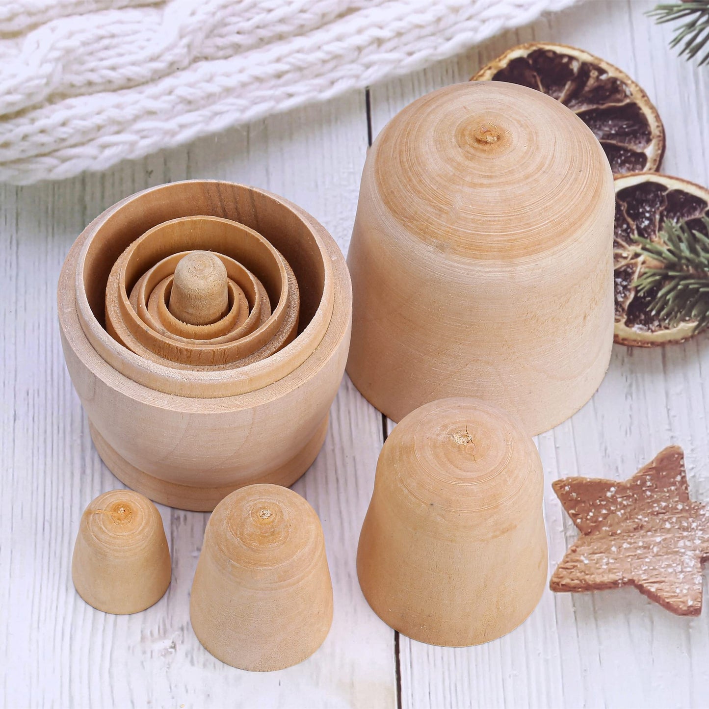 Yoption 5-Piece Wooden Russian Nesting Dolls - Unpainted DIY Matryoshka for Kids, Perfect Paint Gifts for Boys & Girls