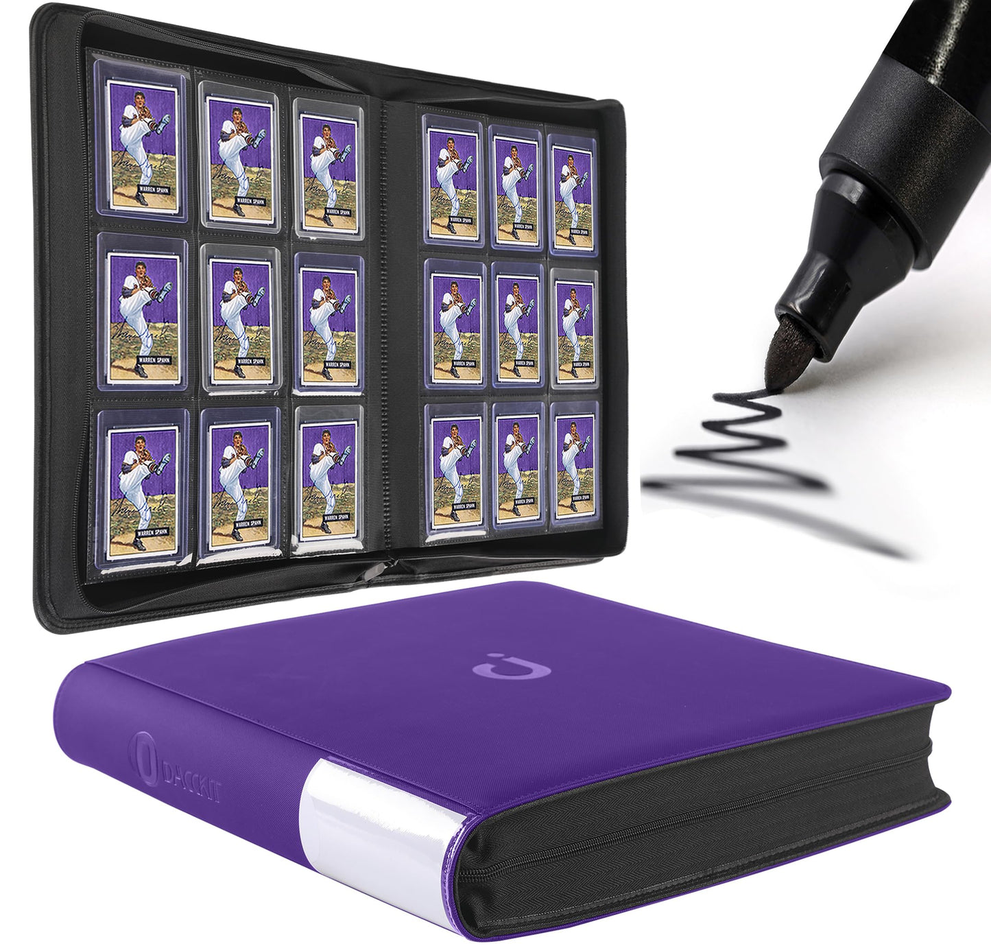 Top Loader Binder  Holds 288 Top Loaders - 9-Pocket Toploader Binder for 3 x 4 Rigid Card Holders for Trading Cards or Sports Cards  Model A - Classic Purple