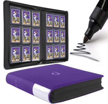 Top Loader Binder  Holds 288 Top Loaders - 9-Pocket Toploader Binder for 3 x 4 Rigid Card Holders for Trading Cards or Sports Cards  Model A - Classic Purple