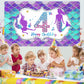 Mermaid 4Th Birthday Banner Decorations For Girls, Little Mermaid Themed Happy 4 Year Old Birthday Background Party Supplies, Un