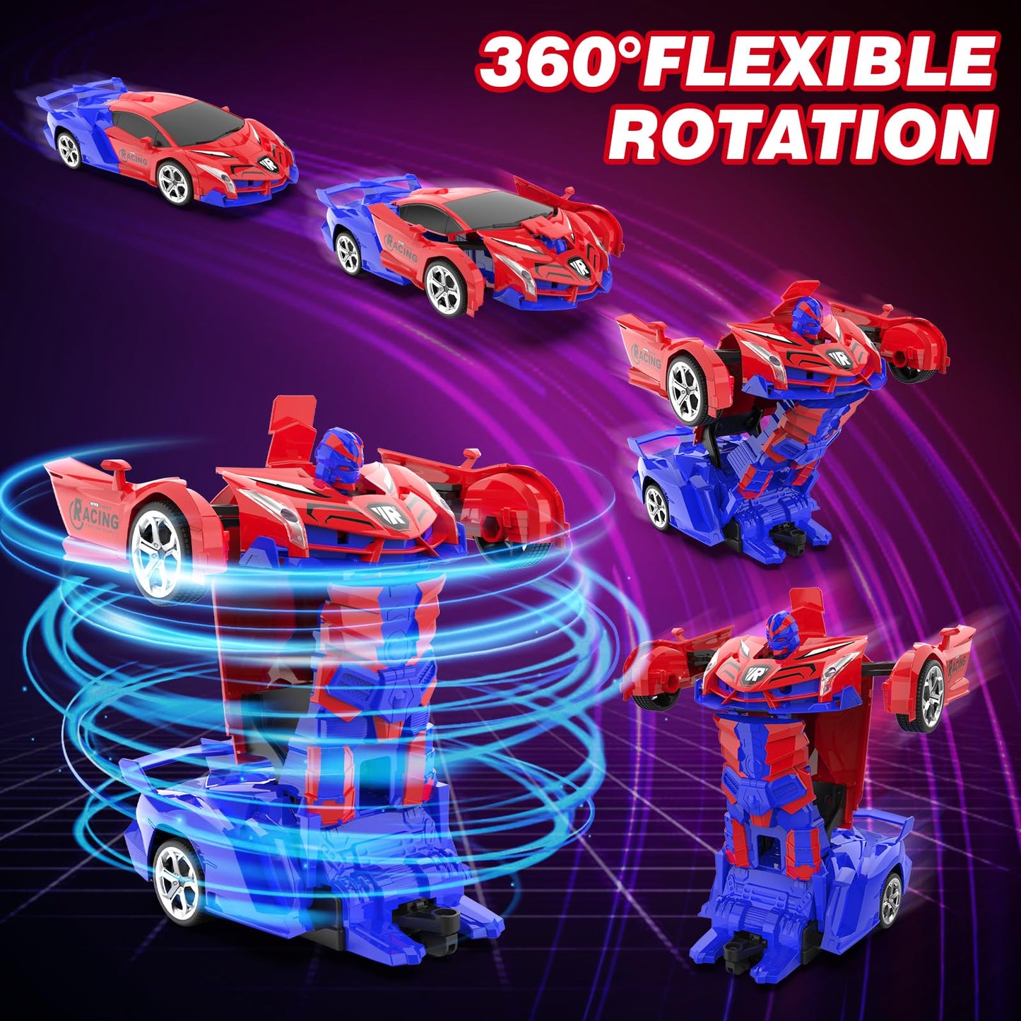Transform Remote Control Car for Boys 4-7 8-12, 1:18 Scale Rc Cars for Boys Age 3-5 4-7, One-Button Deformation 360 Rotation Rob