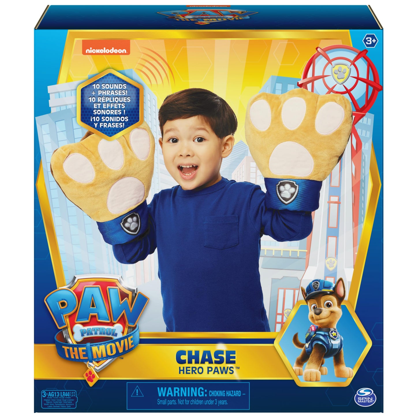 Paw Patrol Chase Hero Paws Plush Toy with 10 Sounds, Large, Interactive Plush Paws, Model 6061927, Ages 3+
