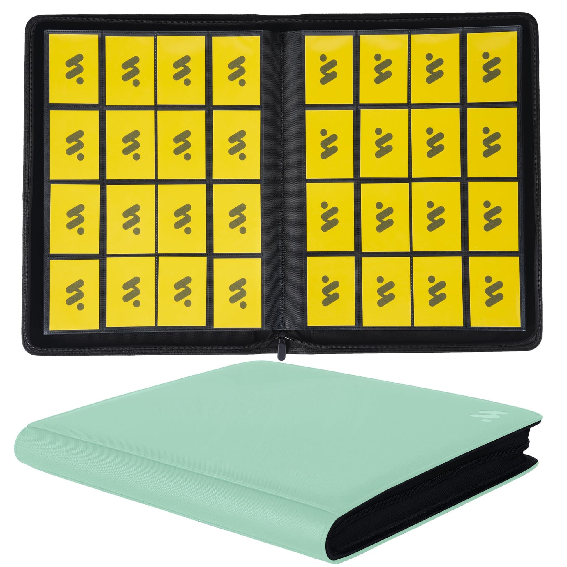 MORABTO enhanced 1000+ Pockets Card Binder 16 Pockets Trading Card Binder Ringless Side Loading Trading Card Album Folder for TCG - Light Green