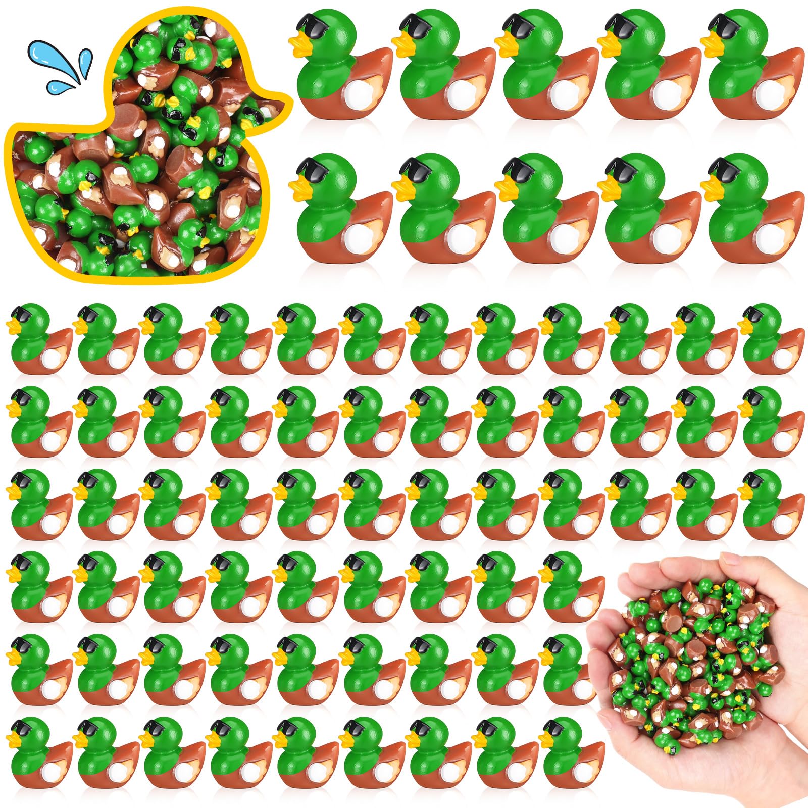 Sotiff 200 Pcs Mini Resin Mallard Ducks Bulk Tiny Miniature Duck Party Favors Micro Landscape Diy Decoration For Goodie Bags Stu