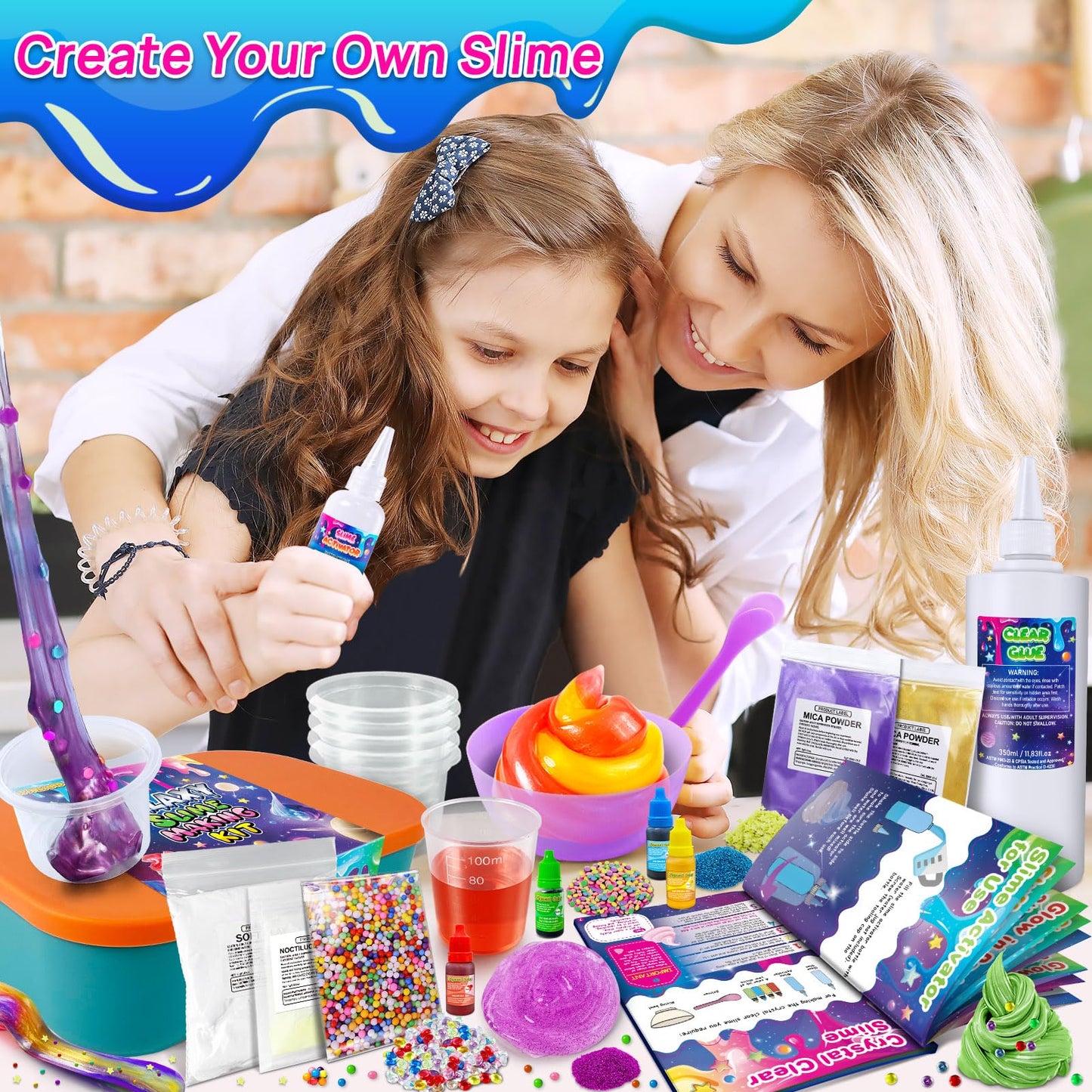 Yopinsand Diy Slime Kit, Galaxy Slime Making Kit For Girls, Butter Slime, Foam Slime, Glow In The Dark Slime With Add-Ins, Foam