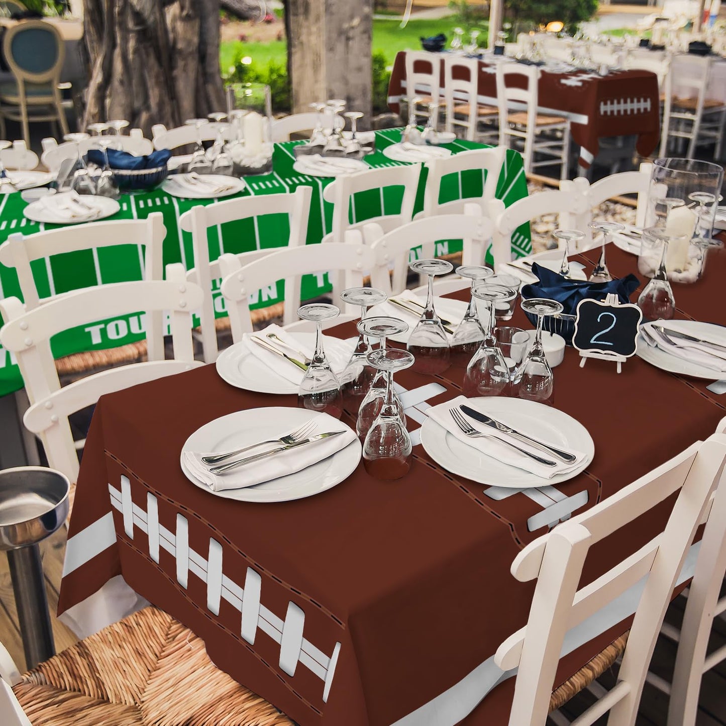 Football Party Decorations Disposable Tablecloth Plastic Touchdown Table Cover For Birthday Party Football Party Games Decoratio