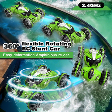 Amphibious Remote Control Car Boat - 4WD Gesture RC Stunt Car 2.4 GHz Transforms Waterproof Vehicle Toys for 5-12 Year Old All T