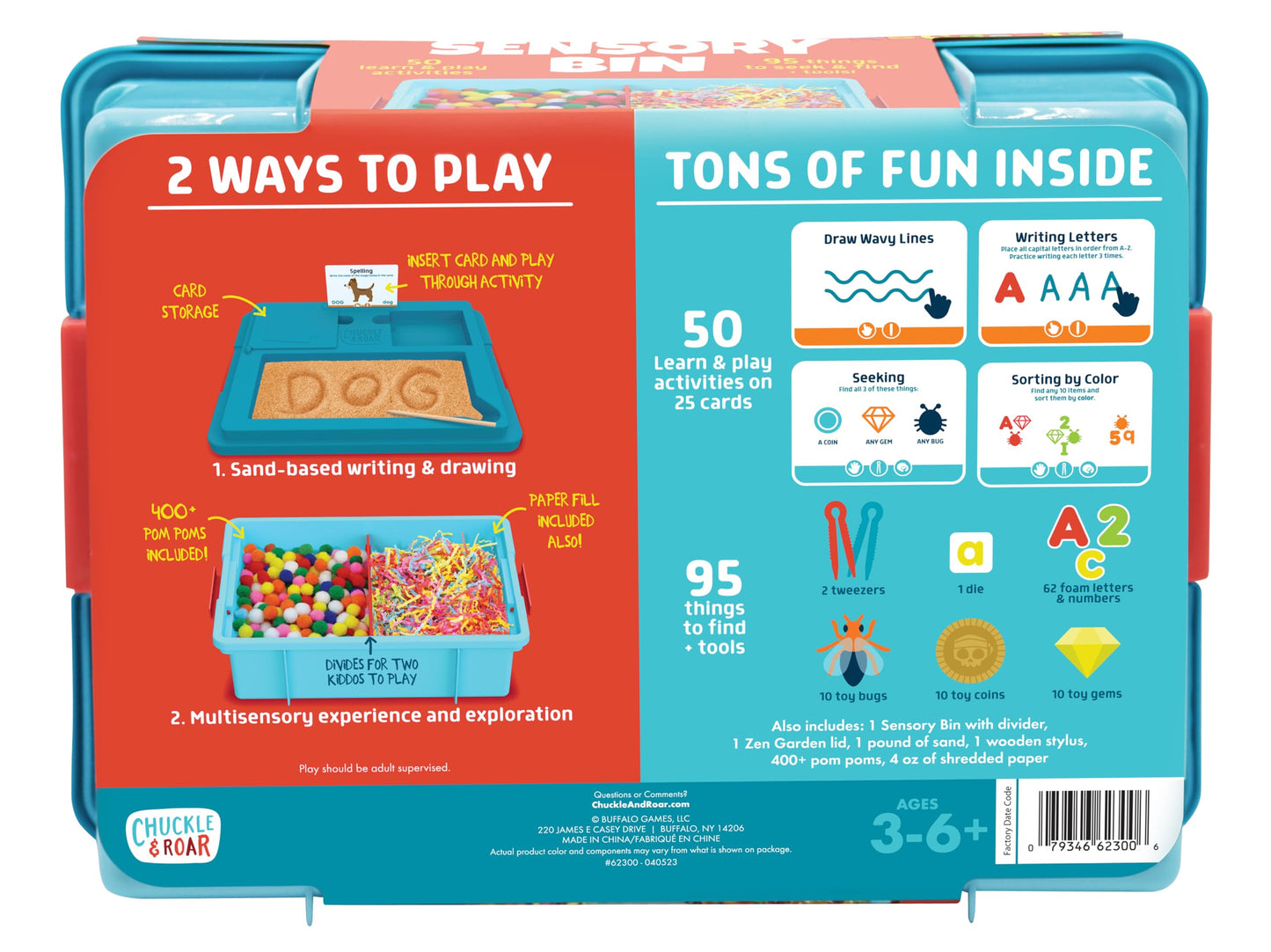 Chuckle & Roar Sensory Bin - Tactile Learning Activity Set for Toddlers, Medium Size, Multicolor, Plastic, Model 62300-2
