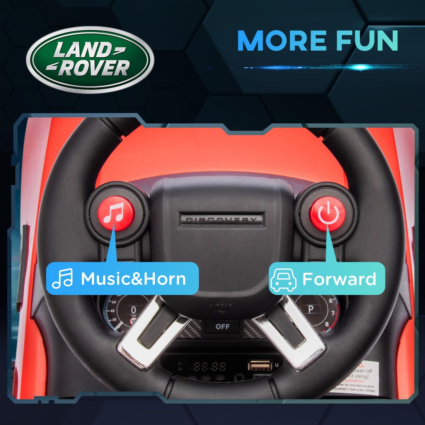 Qaba Land Rover Licensed 6V Ride on Push Car, 2 in 1 Sliding Car, Battery Powered Electric Car for Kids with Headlights Music Ho