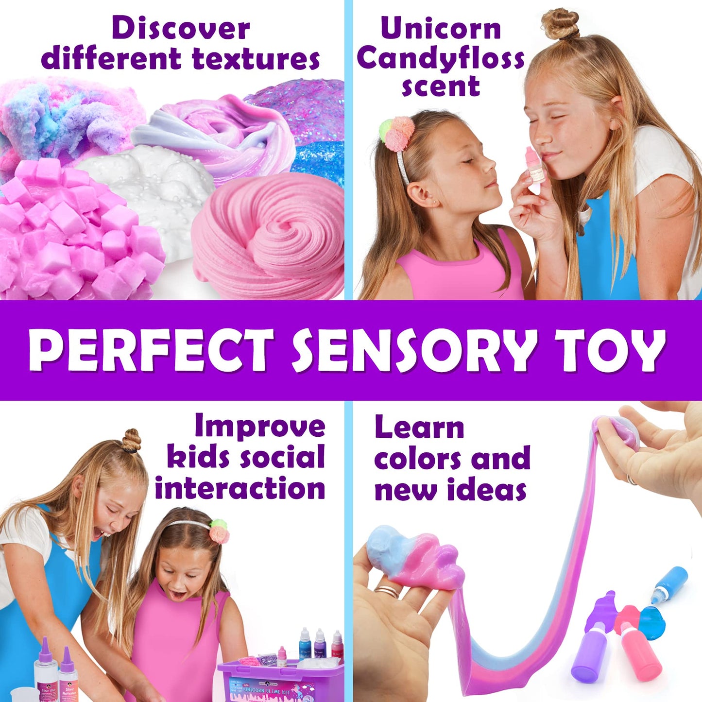 Original Stationery Mini Unicorn Slime Kit For Girls, Create Unicorn Sparkle, Foam, Clay And Jelly Cube Slime, Fun Crafts For Kids, Ideal Gift, Ages 8-12