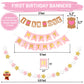 1st Birthday Girl Decorations WITH Birthday Crown- Baby First Birthday Decorations Girl - Pink and Gold Party Supplies - One Bal
