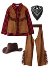 Relibeauty Kids Cowboy Costume For Boys Cosplay Costumes Birthday Party Christmas Halloween Dress Up Gift For Kids 5 Sets,Red 4T-4/110